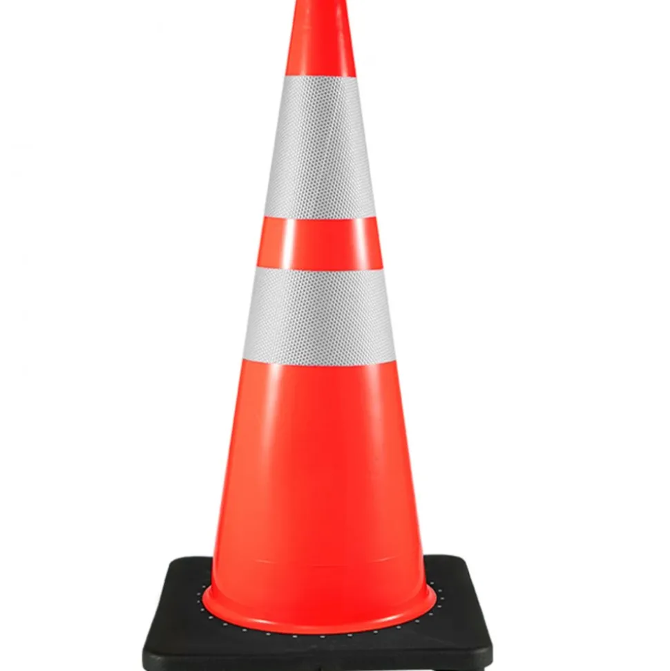VEVOR 6Pack 36" Traffic Cones, Safety Road Parking Cone with Black Weighted Base, PVC Orange Traffic Safety Cones, Hazard Cones Reflective Collars for Construction Traffic Parking