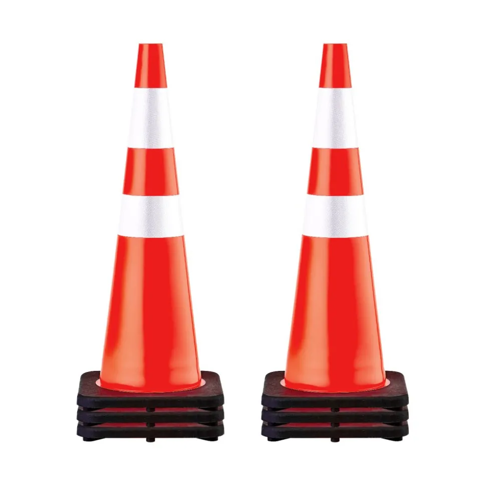 VEVOR 6Pack 36" Traffic Cones, Safety Road Parking Cone with Black Weighted Base, PVC Orange Traffic Safety Cones, Hazard Cones Reflective Collars for Construction Traffic Parking