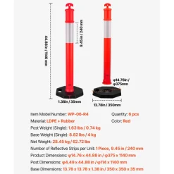 VEVOR 3 Pack Traffic Delineator Posts, 48 inches Traffic Safety Cones with Weighted Base and Reflective Strips, Heavy Duty Delineator Posts for Construction Site, Parking Lot, Crowd Control, Green