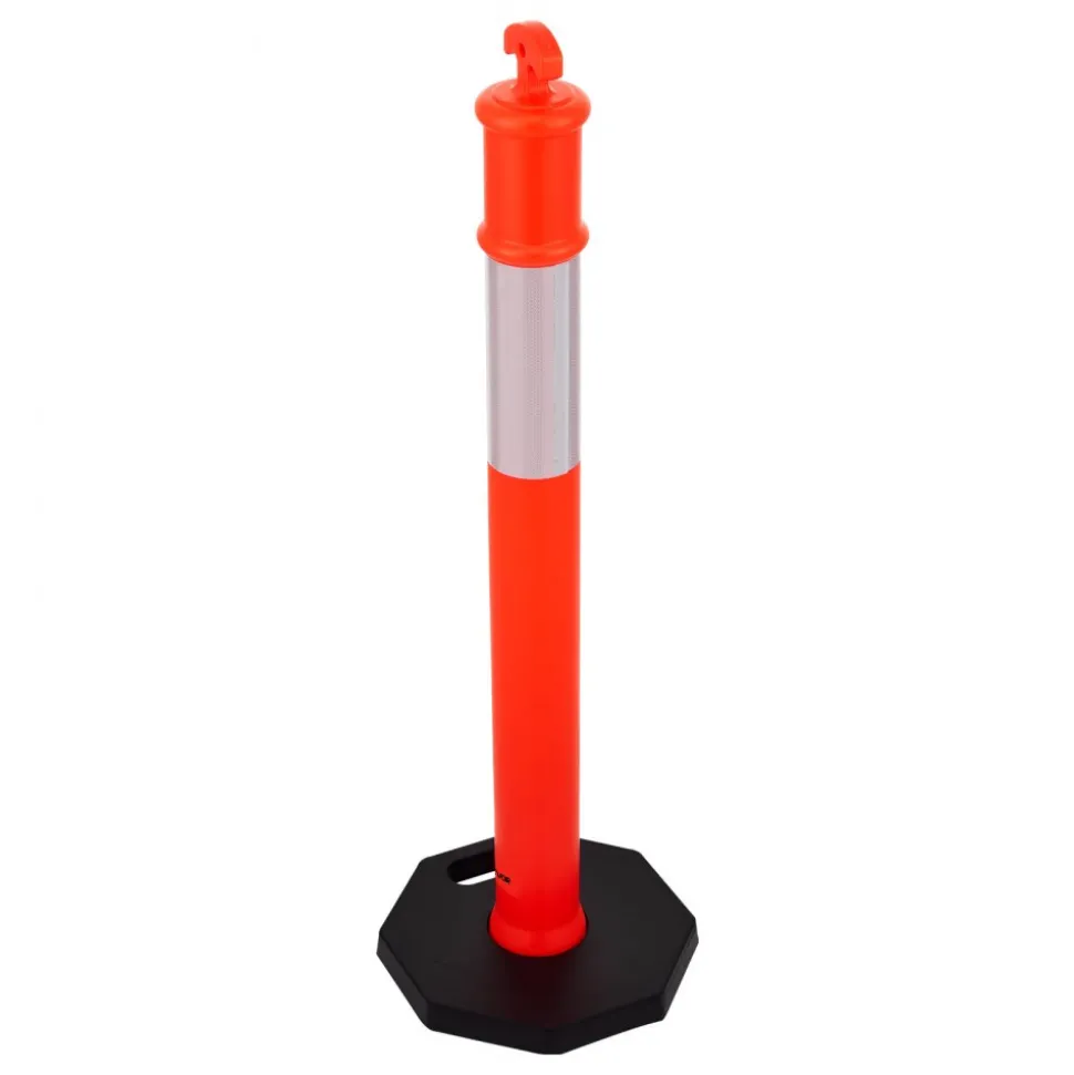 VEVOR 3 Pack Traffic Delineator Posts, 48 inches Traffic Safety Cones with Weighted Base and Reflective Strips, Heavy Duty Delineator Posts for Construction Site, Parking Lot, Crowd Control, Green
