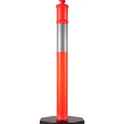 VEVOR 12Pack Traffic Delineator Posts 44 Inch Height, Channelizer Cones Post Kit 10 inch Reflective Band, Delineators Post with Rubber Base 16 inch for Construction Sites, Facility Management etc.