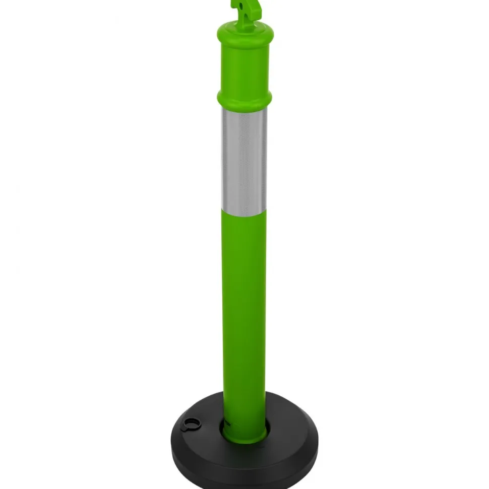 VEVOR 3 Pack Traffic Delineator Posts, 48 inches Traffic Safety Cones with Fillable Base and Reflective Strips, Heavy Duty Delineator Posts for Construction Site, Parking Lot, Crowd Control, Green