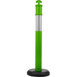 VEVOR 3 Pack Traffic Delineator Posts, 48 inches Traffic Safety Cones with Fillable Base and Reflective Strips, Heavy Duty Delineator Posts for Construction Site, Parking Lot, Crowd Control, Green