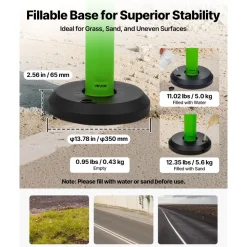VEVOR 3 Pack Traffic Delineator Posts, 48 inches Traffic Safety Cones with Fillable Base and Reflective Strips, Heavy Duty Delineator Posts for Construction Site, Parking Lot, Crowd Control, Green