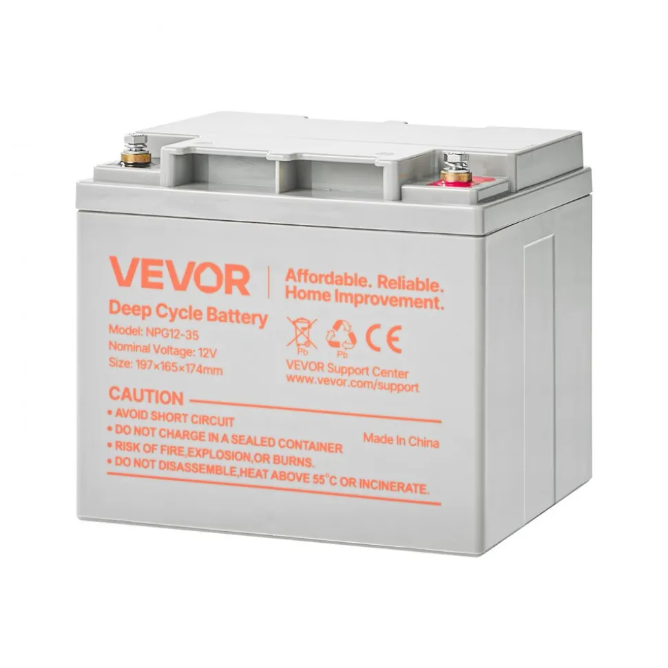 VEVOR 2 Pack 12V 35Ah Deep Cycle Battery, Sealed AGM Technology, Rechargeable Lead Acid AGM Battery, Backup Replacement for Scooters, Mobility Wheelchair, Solar System Off-Grid Home Energy Storage