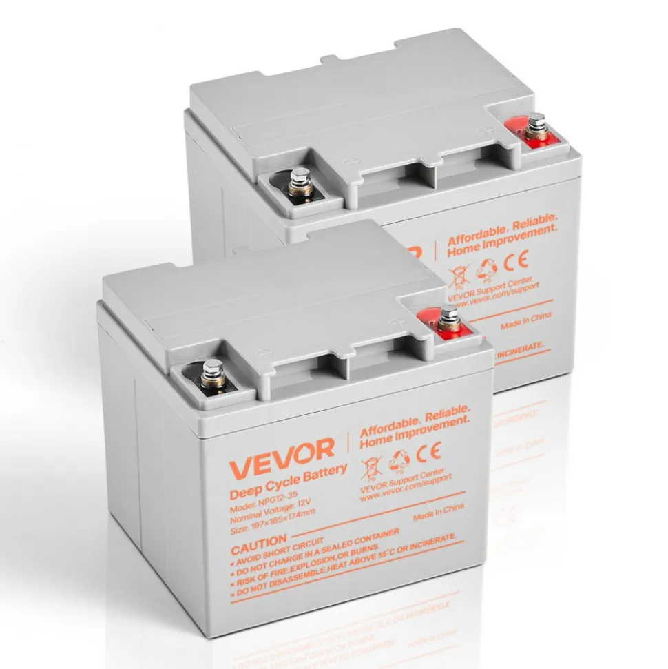 VEVOR 2 Pack 12V 35Ah Deep Cycle Battery, Sealed AGM Technology, Rechargeable Lead Acid AGM Battery, Backup Replacement for Scooters, Mobility Wheelchair, Solar System Off-Grid Home Energy Storage