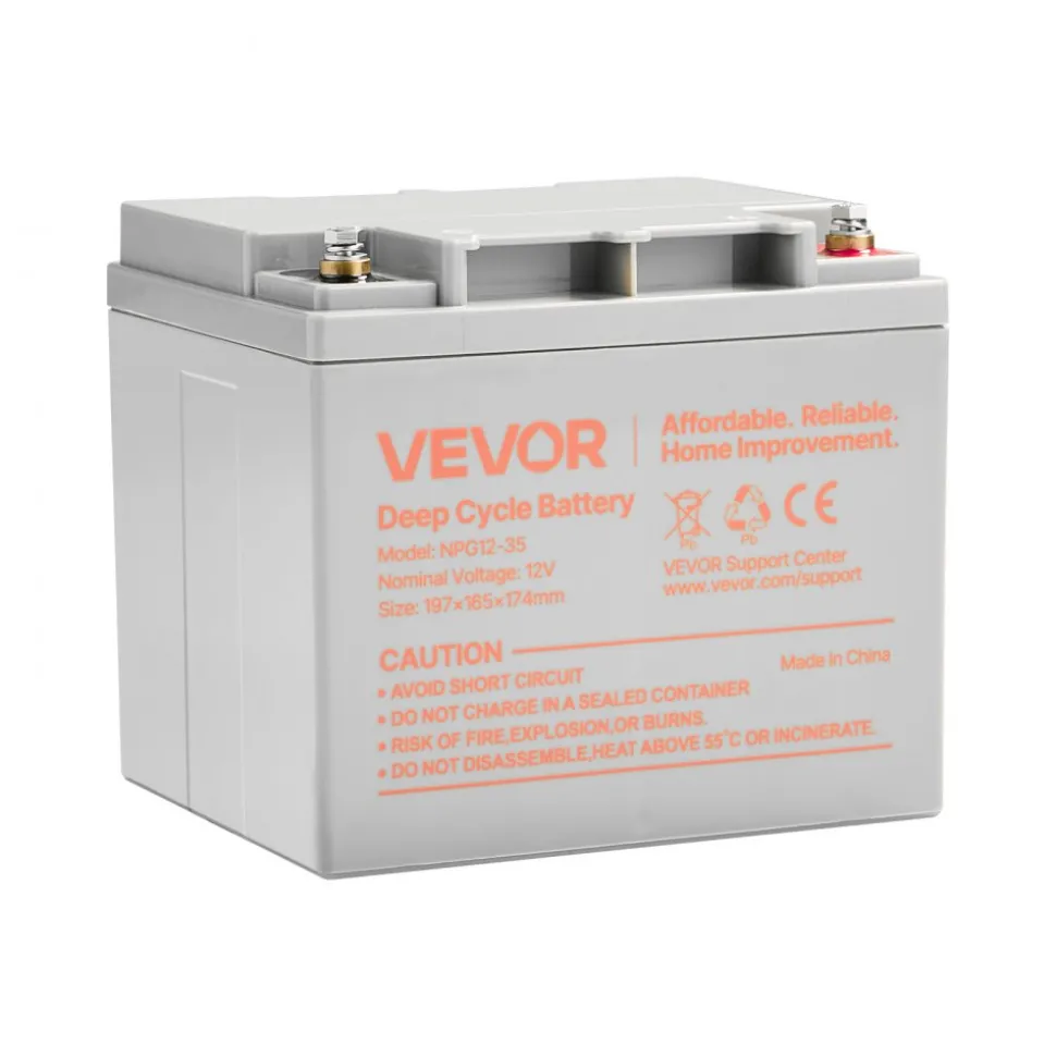VEVOR 2 Pack 12V 35Ah Deep Cycle Battery, Sealed AGM Technology, Rechargeable Lead Acid AGM Battery, Backup Replacement for Scooters, Mobility Wheelchair, Solar System Off-Grid Home Energy Storage