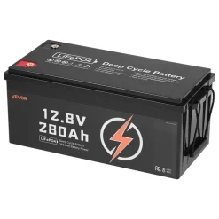 VEVOR 2 Pack 12V 280Ah LiFePO4 Battery, Up to 15000 Cycles, Deep Cycle Lithium Iron Phosphate Battery with Built-in BMS, Low Temp Protection, 10 Years Lifetime, for Solar Off-Grid Home Energy Storage