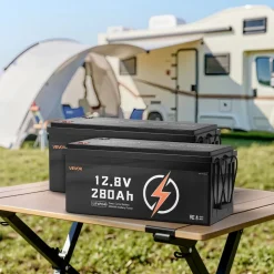 VEVOR 2 Pack 12V 280Ah LiFePO4 Battery, Up to 15000 Cycles, Deep Cycle Lithium Iron Phosphate Battery with Built-in BMS, Low Temp Protection, 10 Years Lifetime, for Solar Off-Grid Home Energy Storage