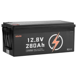 VEVOR 2 Pack 12V 280Ah LiFePO4 Battery, Up to 15000 Cycles, Deep Cycle Lithium Iron Phosphate Battery with Built-in BMS, Low Temp Protection, 10 Years Lifetime, for Solar Off-Grid Home Energy Storage