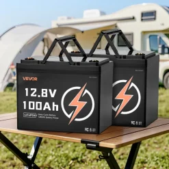 VEVOR 2 Pack 12V 100Ah LiFePO4 Battery, Up to 15000 Cycles, Deep Cycle Lithium Iron Phosphate Battery with Built-in BMS, Low Temp Protection, 10 Years Lifetime, for Solar Off-Grid Home Energy Storage