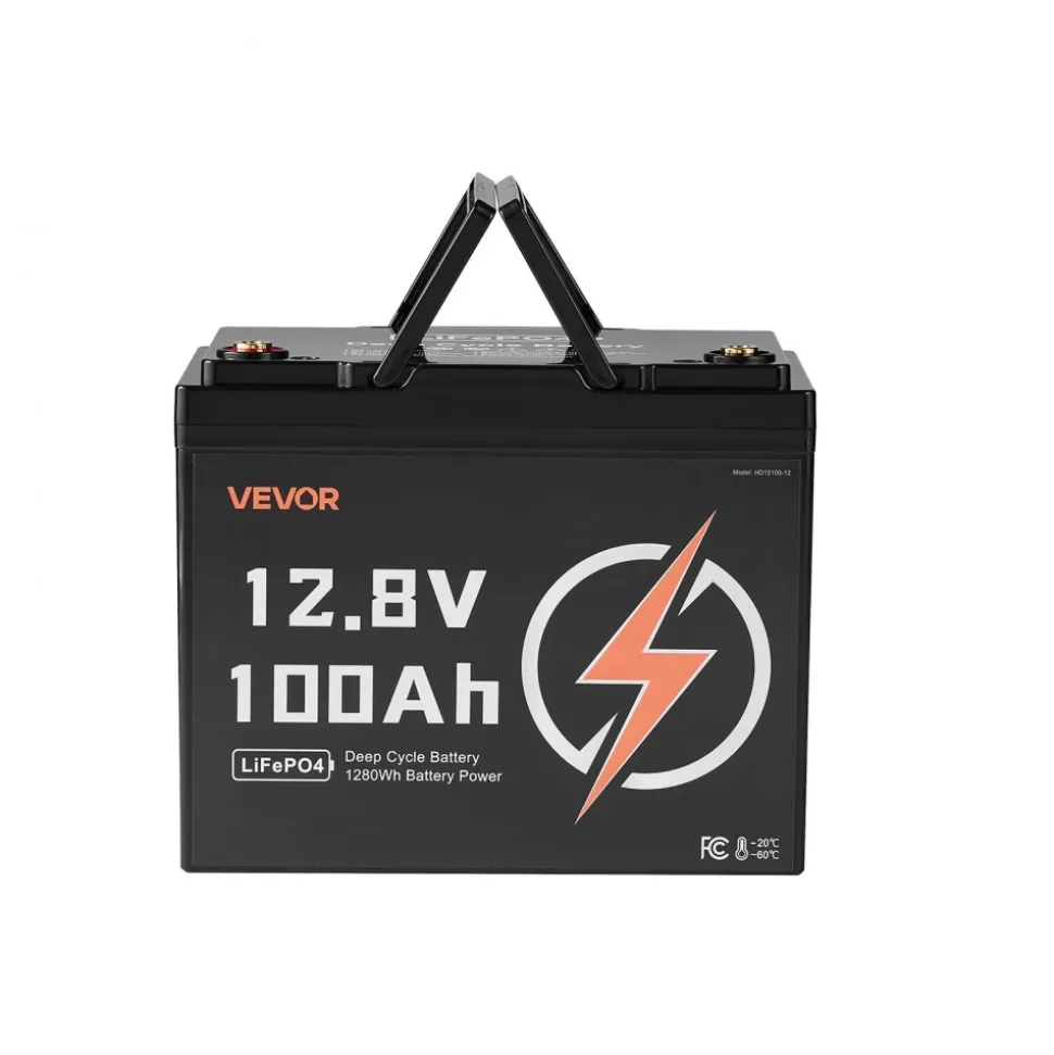 VEVOR 2 Pack 12V 100Ah LiFePO4 Battery, Up to 15000 Cycles, Deep Cycle Lithium Iron Phosphate Battery with Built-in BMS, Low Temp Protection, 10 Years Lifetime, for Solar Off-Grid Home Energy Storage
