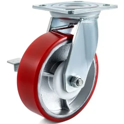 VEVOR 4 Pack 6 x 2 Inch Caster Wheels 2 Rigid and 2 Swivel Casters with Side Brake Polyurethane Iron Core Plate 1000LBS Capacity Per Wheel
