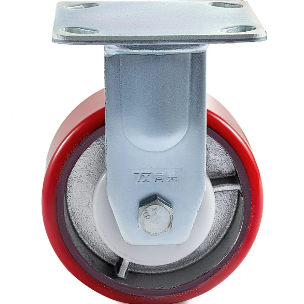 VEVOR 4 Pack 6 x 2 Inch Caster Wheels 2 Rigid and 2 Swivel Casters with Side Brake Polyurethane Iron Core Plate 1000LBS Capacity Per Wheel