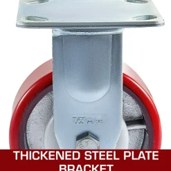VEVOR 4 Pack 6 x 2 Inch Caster Wheels 2 Rigid and 2 Swivel Casters with Side Brake Polyurethane Iron Core Plate 1000LBS Capacity Per Wheel