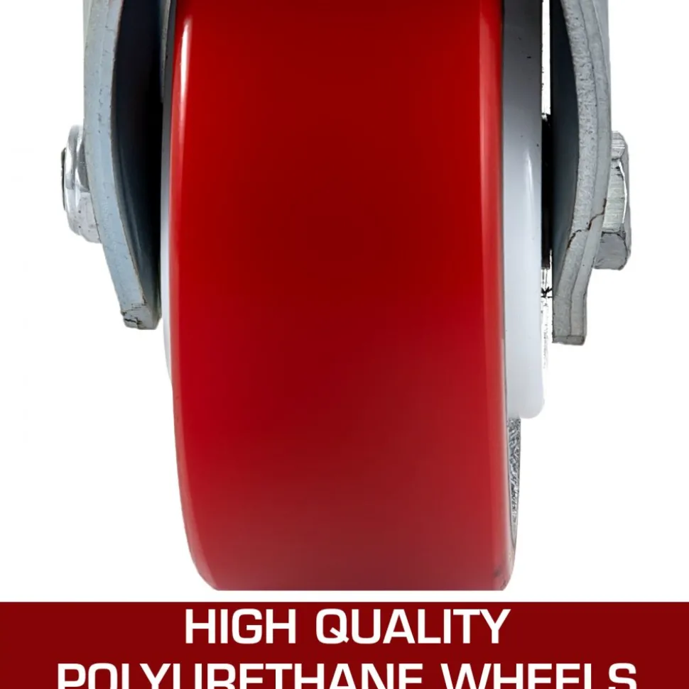 VEVOR 4 Pack 6 x 2 Inch Caster Wheels 2 Rigid and 2 Swivel Casters with Side Brake Polyurethane Iron Core Plate 1000LBS Capacity Per Wheel