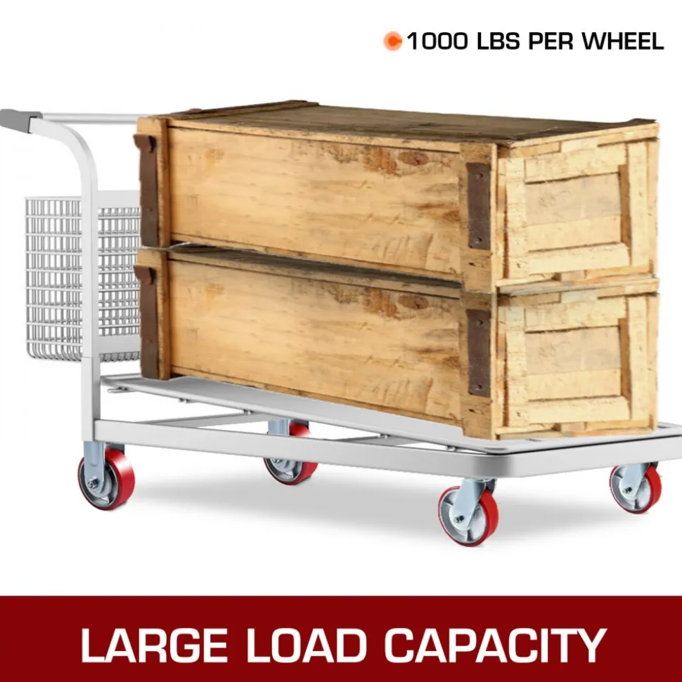 VEVOR 4 Pack 6 x 2 Inch Caster Wheels 2 Rigid and 2 Swivel Casters with Side Brake Polyurethane Iron Core Plate 1000LBS Capacity Per Wheel