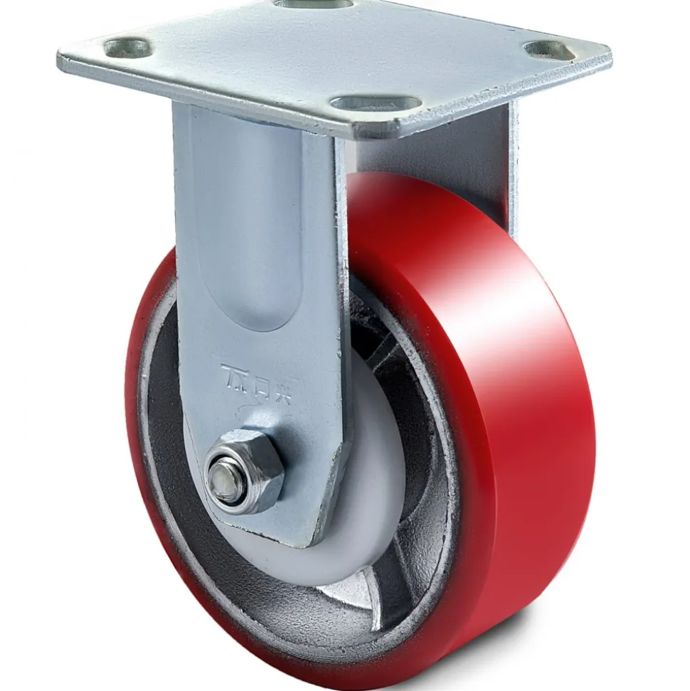 VEVOR 4 Pack 6 x 2 Inch Caster Wheels 2 Rigid and 2 Swivel Casters with Side Brake Polyurethane Iron Core Plate 1000LBS Capacity Per Wheel