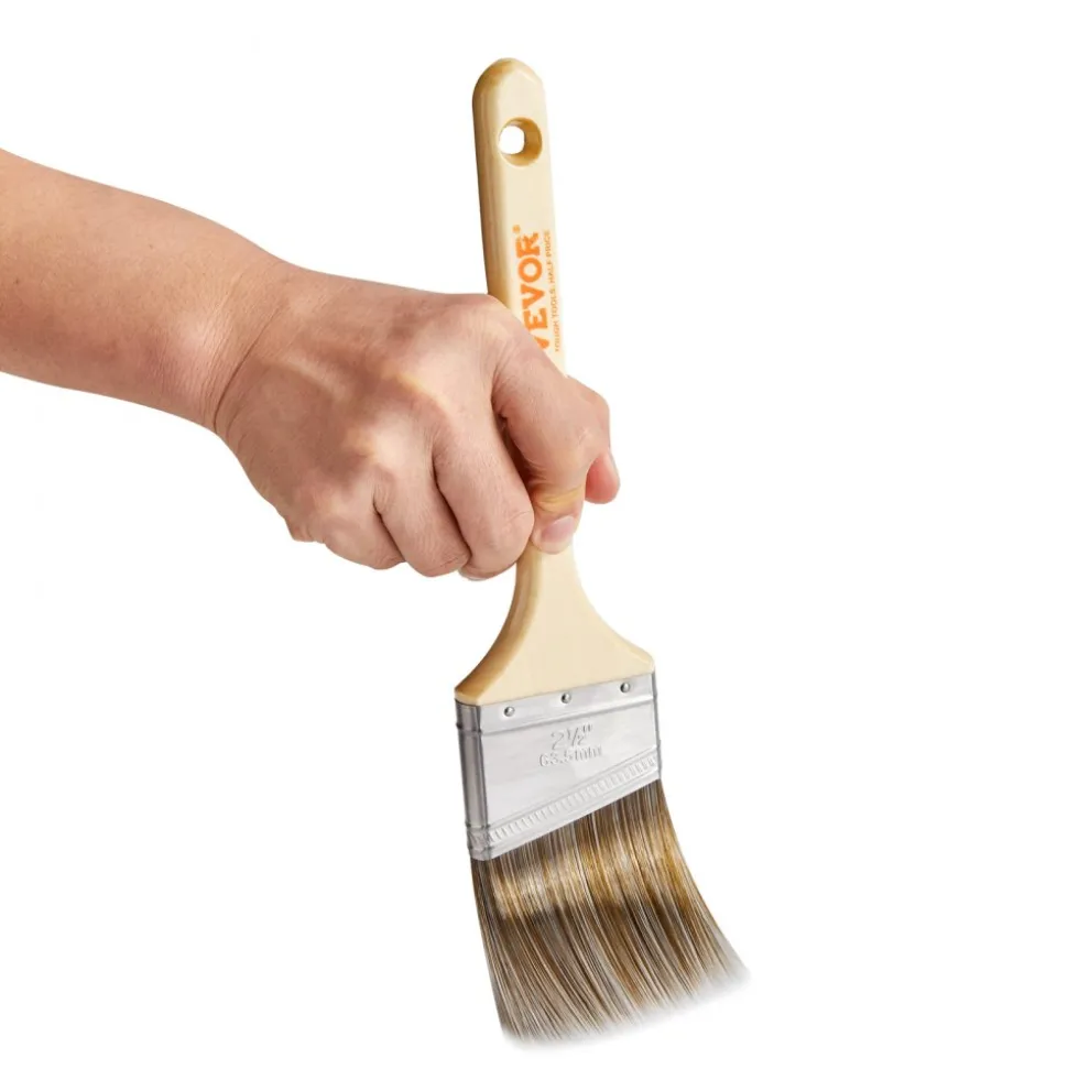 VEVOR Paint Brushes, 12 Piece Angle Paint Brush, Treated Wood Handle, Paint Brush Set for All Latex and Oil Paints & Stains, Wood Stain Brushes for Cabinets, Walls, Fences, Interior & Exterior Use