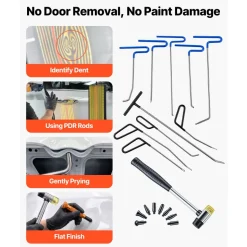 VEVOR Paintless Dent Removal Rods, 89 PCS Paintless Dent Repair Tools, Golden Lifter Puller Car Dent Repair Kit, Glue Puller Tabs Dent Puller Kit for Auto Dent Removal, Minor Dents, Door Dings