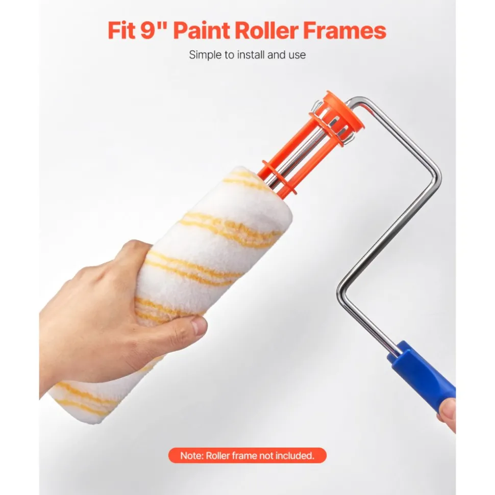 VEVOR Paint Roller Covers, 12 Pack 9 Inch Shedless Roller Covers, 3/8 Inch Nap High Dense Roller Covers for Roller Frame & Paint Roller Kit, Paint Rollers for Painting Walls, House Painting Supplies