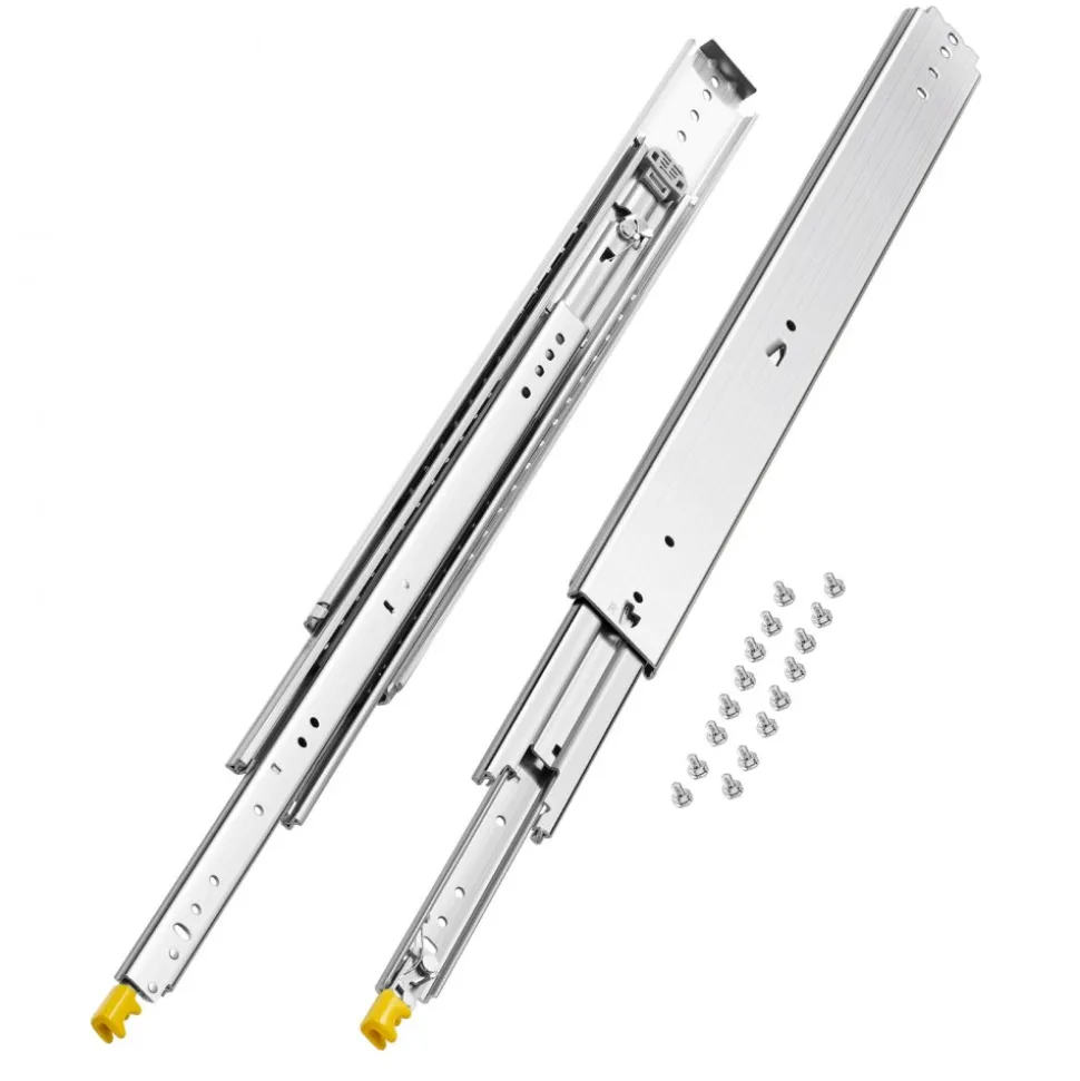 VEVOR 1 Pair Full Extension Drawer Slides 18 20 22 28 30 32 36 38 40 44 48 52 56 60 in, 500 lbs Load Capacity Locking Drawer Slides, Ball Bearing with Lock Side Mount Drawer Slide Rail