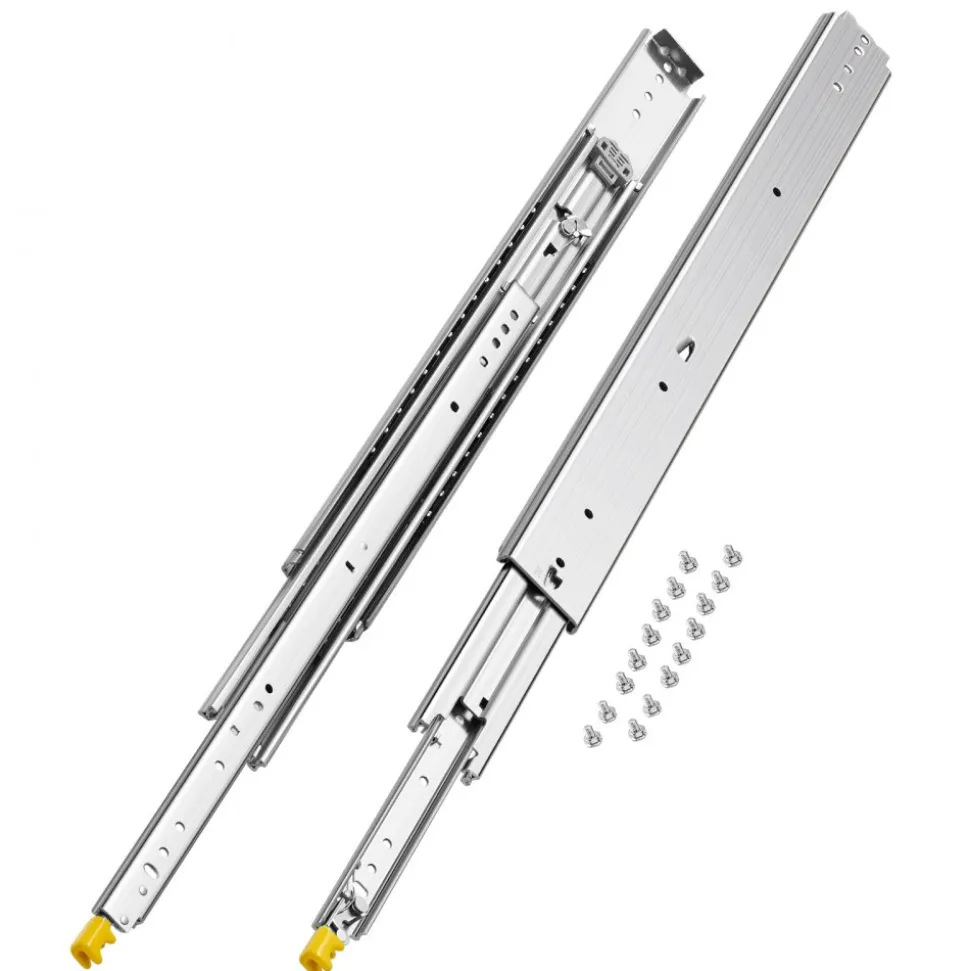 VEVOR 1 Pair Full Extension Drawer Slides 18 20 22 28 30 32 36 38 40 44 48 52 56 60 in, 500 lbs Load Capacity Locking Drawer Slides, Ball Bearing with Lock Side Mount Drawer Slide Rail