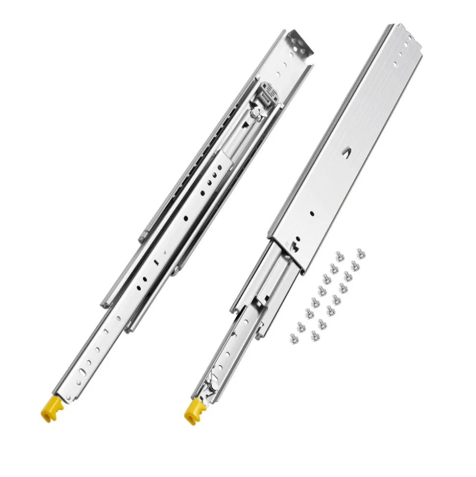 VEVOR 1 Pair Full Extension Drawer Slides 18 20 22 28 30 32 36 38 40 44 48 52 56 60 in, 500 lbs Load Capacity Locking Drawer Slides, Ball Bearing with Lock Side Mount Drawer Slide Rail