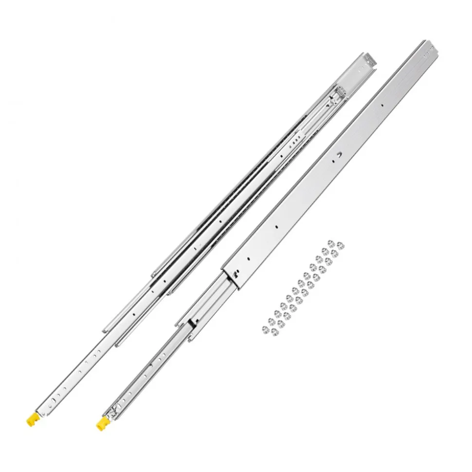 VEVOR 1 Pair Full Extension Drawer Slides 18 20 22 28 30 32 36 38 40 44 48 52 56 60 in, 500 lbs Load Capacity Locking Drawer Slides, Ball Bearing with Lock Side Mount Drawer Slide Rail