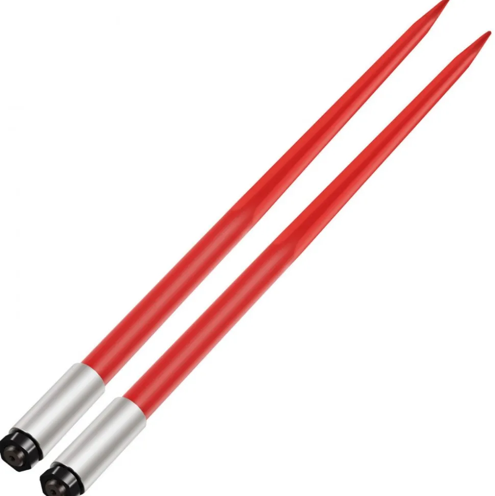 VEVOR Pair Hay Spear 49" Bale Spear 3000 lbs Capacity, Bale Spike Quick Attach Square Hay Bale Spears 1 3/4", Red Coated Bale Forks, Bale Hay Spike with Hex Nut & Sleeve for Buckets Tractors Loaders