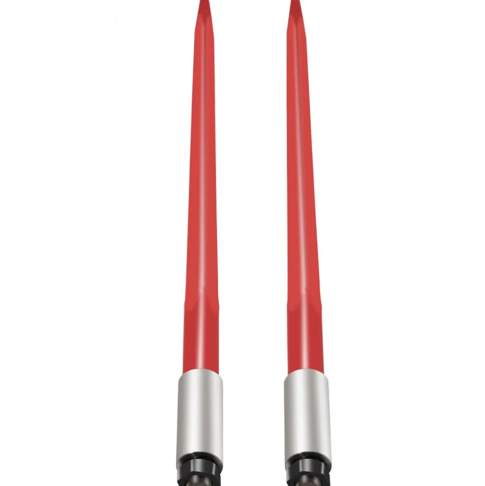 VEVOR Pair Hay Spear 39" Bale Spear 3000 lbs Capacity, Bale Spike Quick Attach Square Hay Bale Spears 1 3/4", Red Coated Bale Forks, Bale Hay Spike with Hex Nut & Sleeve for Buckets Tractors Loaders