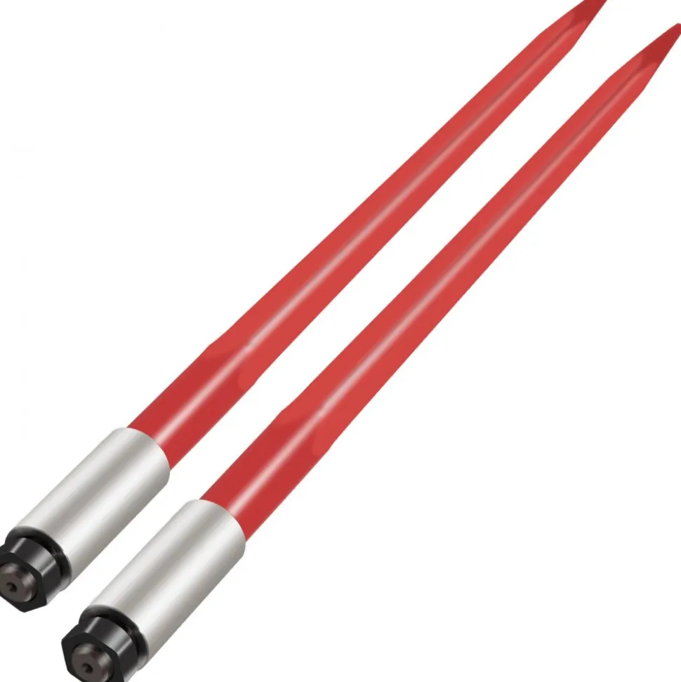 VEVOR Pair Hay Spear 39" Bale Spear 3000 lbs Capacity, Bale Spike Quick Attach Square Hay Bale Spears 1 3/4", Red Coated Bale Forks, Bale Hay Spike with Hex Nut & Sleeve for Buckets Tractors Loaders