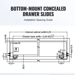 VEVOR 6 Pairs of 18 Inch Drawer Bottom Side Mount Rails, Heavy Duty Full Ball Bearing Extension Steel Track, Soft-Close Noiseless Guide Glides Cabinet Kitchen Runners with Locking Mechanism, 100 Lbs