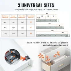 VEVOR 6 Pairs of 21 Inch Drawer Bottom Side Mount Rails, Heavy Duty Full Ball Bearing Extension Steel Track, Soft-Close Noiseless Guide Glides Cabinet Kitchen Runners with Locking Mechanism, 100 Lbs