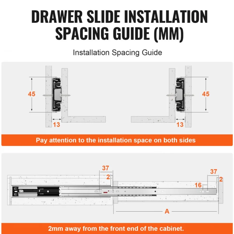VEVOR 6 Pairs of 24 Inch Drawer Slides Side Mount Rails, Heavy Duty Full Extension Steel Track, Soft-Close Noiseless Guide Glides Cabinet Kitchen Runners with Ball Bearing, 100 Lbs Load Capacity