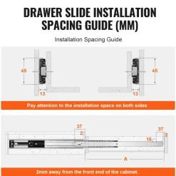 VEVOR 6 Pairs of 14 Inch Drawer Slides Side Mount Rails, Heavy Duty Full Extension Steel Track, Soft-Close Noiseless Guide Glides Cabinet Kitchen Runners with Ball Bearing, 100 Lbs Load Capacity