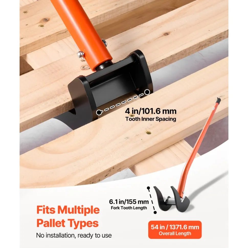 VEVOR Pallet Buster Tool, 50 Inch Carbon Steel Handle Wrecking Pry Bar, 2000 lbs Weight Capacity, Heavy Duty Deck Board Removal Tool, Breaker Bar for Flooring, Framing, Roofing, Trim, Drywall
