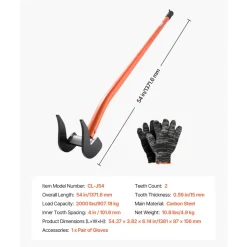 VEVOR Pallet Buster Tool, 50 Inch Carbon Steel Handle Wrecking Pry Bar, 2000 lbs Weight Capacity, Heavy Duty Deck Board Removal Tool, Breaker Bar for Flooring, Framing, Roofing, Trim, Drywall