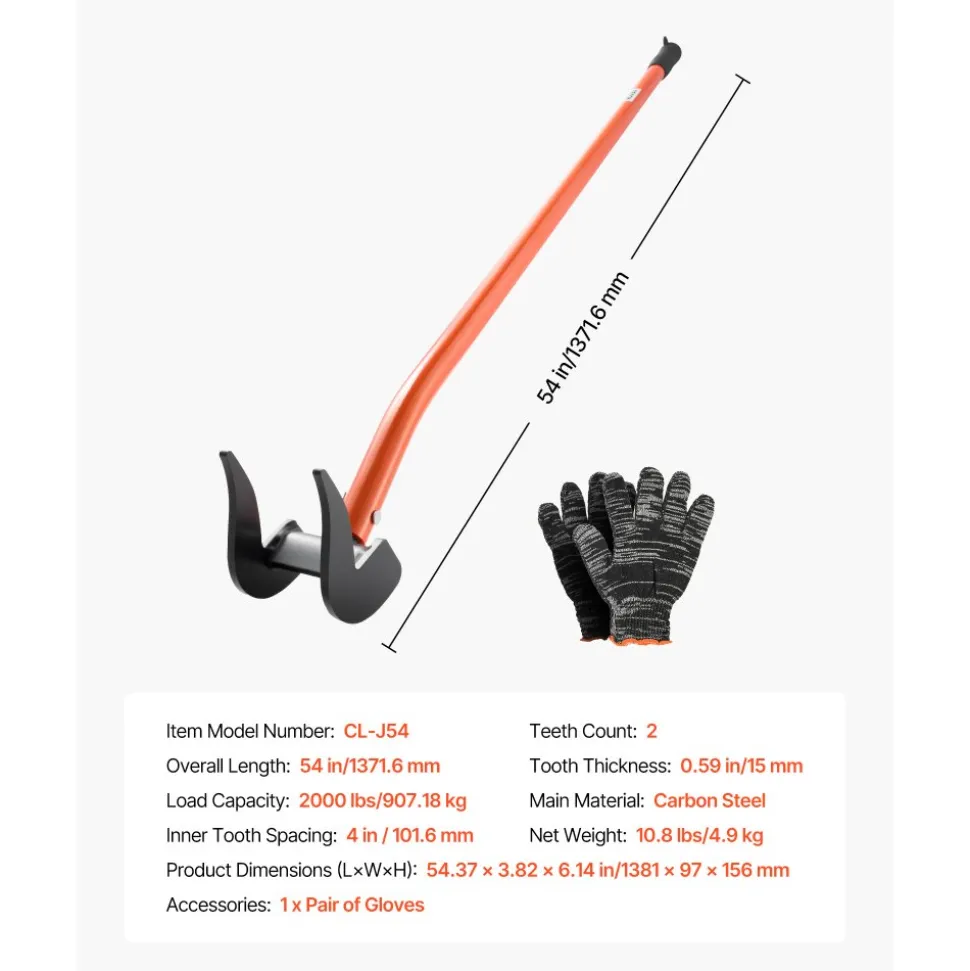 VEVOR Pallet Buster Tool, 50 Inch Carbon Steel Handle Wrecking Pry Bar, 2000 lbs Weight Capacity, Heavy Duty Deck Board Removal Tool, Breaker Bar for Flooring, Framing, Roofing, Trim, Drywall
