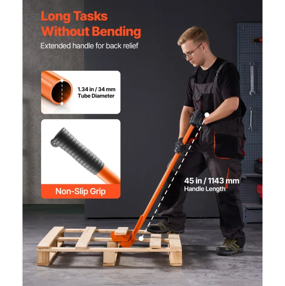 VEVOR Pallet Buster Tool, 40 Inch Carbon Steel Handle Wrecking Pry Bar, 2000 lbs Weight Capacity, Heavy Duty Deck Board Removal Tool, Breaker Bar for Flooring, Framing, Roofing, Trim, Drywall
