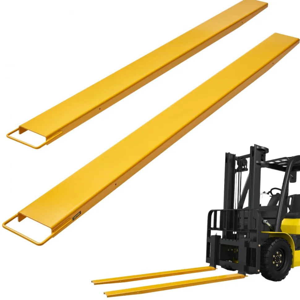 VEVOR Pallet Fork Extensions, 96" Length 5.5" Width, Heavy Duty Carbon Steel Fork Extensions for Forklifts, 1 Pair Forklift Extensions, Industrial Forklift Fork Attachments for Forklift Truck, Yellow