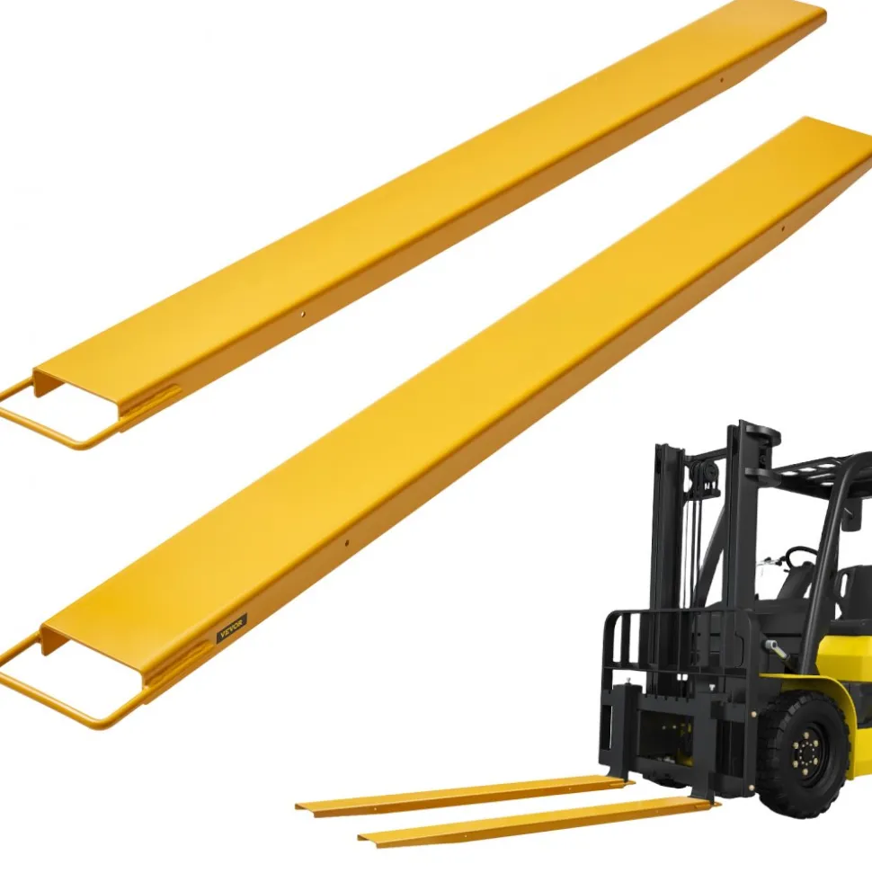 VEVOR Pallet Fork Extensions, 60" Length 4.5" Width, Heavy Duty Carbon Steel Fork Extensions for Forklifts, 1 Pair Forklift Extensions, Industrial Forklift Fork Attachments for Forklift Truck, Yellow