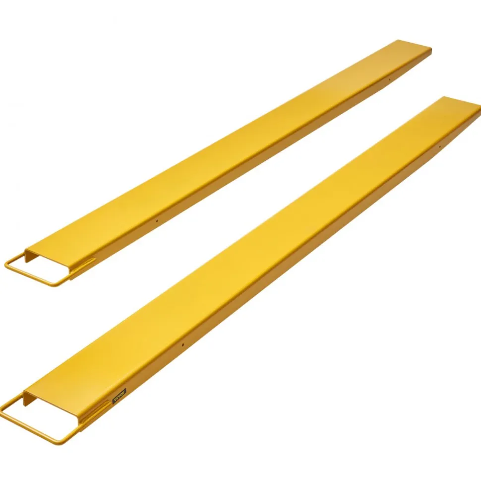 VEVOR Pallet Fork Extensions, 96" Length 4.5" Width, Heavy Duty Carbon Steel Fork Extensions for Forklifts, 1 Pair Forklift Extensions, Industrial Forklift Fork Attachments for Forklift Truck, Yellow