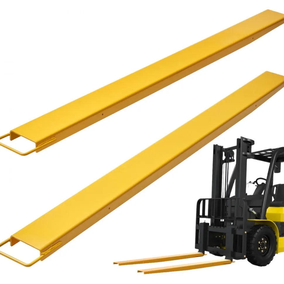 VEVOR Pallet Fork Extensions, 84" Length 4.5" Width, Heavy Duty Carbon Steel Fork Extensions for Forklifts, 1 Pair Forklift Extensions, Industrial Forklift Fork Attachments for Forklift Truck, Yellow
