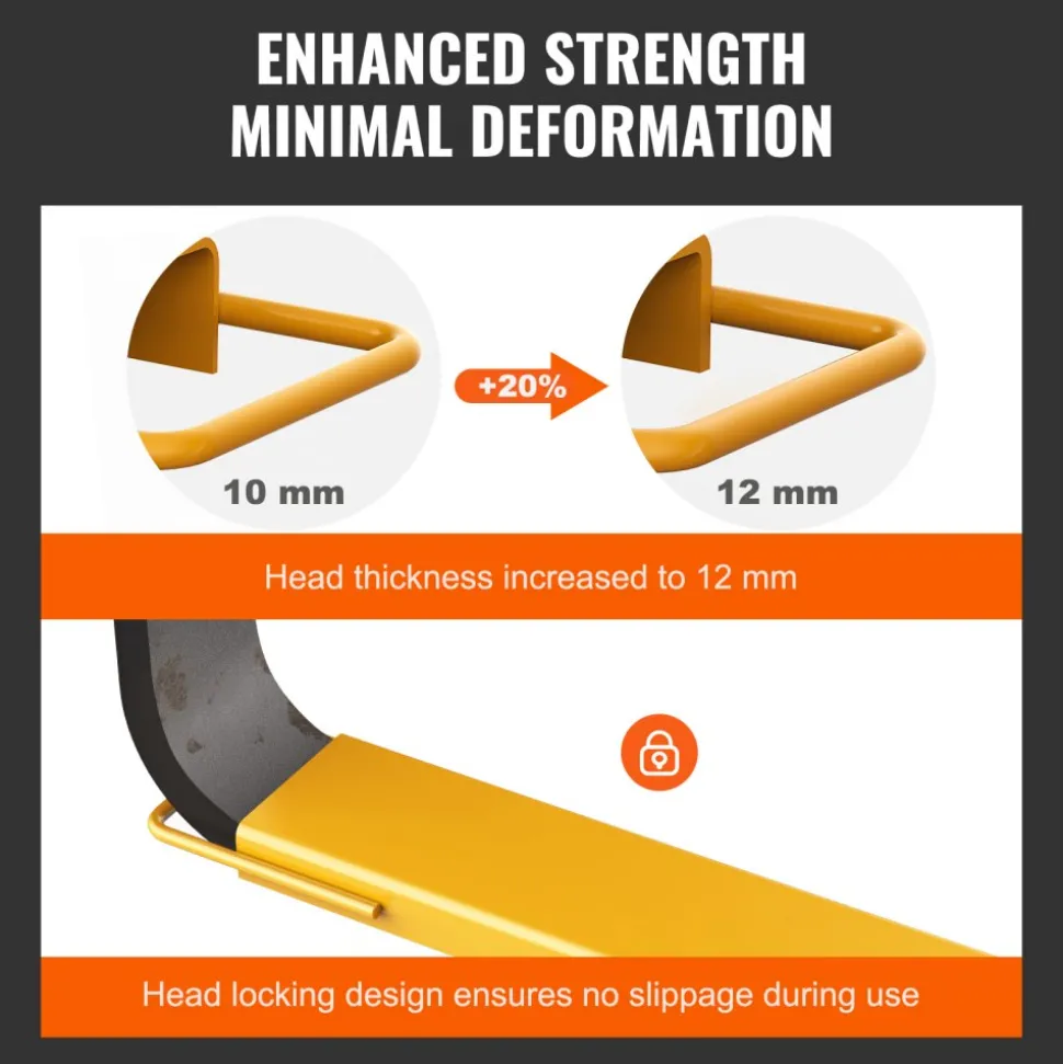 VEVOR Pallet Fork Extensions, 72" Length 4.5" Width, Heavy Duty Carbon Steel Fork Extensions for Forklifts, 1 Pair Forklift Extensions, Industrial Forklift Fork Attachments for Forklift Truck, Yellow