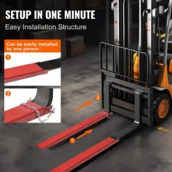 VEVOR Pallet Fork Extensions, 72" Length 4.5" Width, Heavy Duty Carbon Steel Fork Extensions for Forklifts, 1 Pair Forklift Extensions with Pins, Forklift Fork Attachments for Forklift Truck, Red