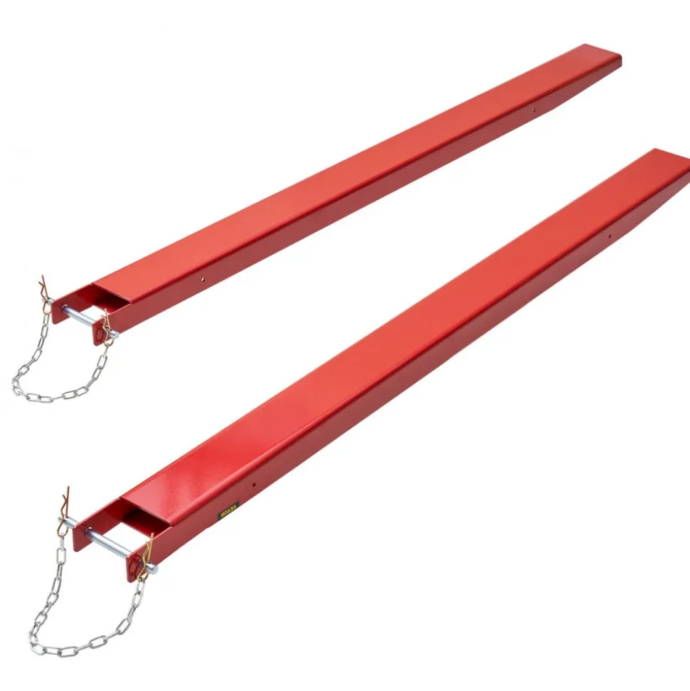 VEVOR Pallet Fork Extensions, 72" Length 4.5" Width, Heavy Duty Carbon Steel Fork Extensions for Forklifts, 1 Pair Forklift Extensions with Pins, Forklift Fork Attachments for Forklift Truck, Red