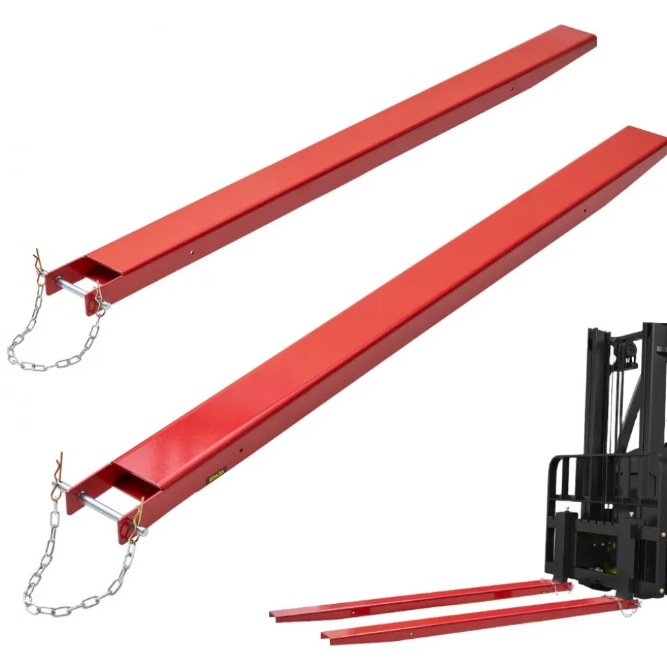 VEVOR Pallet Fork Extensions, 72" Length 4.5" Width, Heavy Duty Carbon Steel Fork Extensions for Forklifts, 1 Pair Forklift Extensions with Pins, Forklift Fork Attachments for Forklift Truck, Red