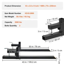 VEVOR Pallet Forks, 2000 lbs Capacity Clamp on Pallet Forks, 43