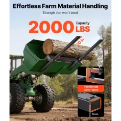 VEVOR Pallet Forks, 2000 lbs Clamp on Pallet Forks, 43-Inch Total Length Heavy-Duty Tractor Fork with Adjustable Stabilizer Bar for Tractor Attachments, Loader Bucket, and Skid Steer, Black